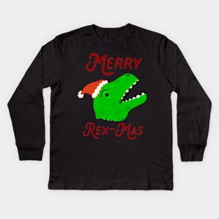 MERRY REX-MAS Kids Long Sleeve T-Shirt